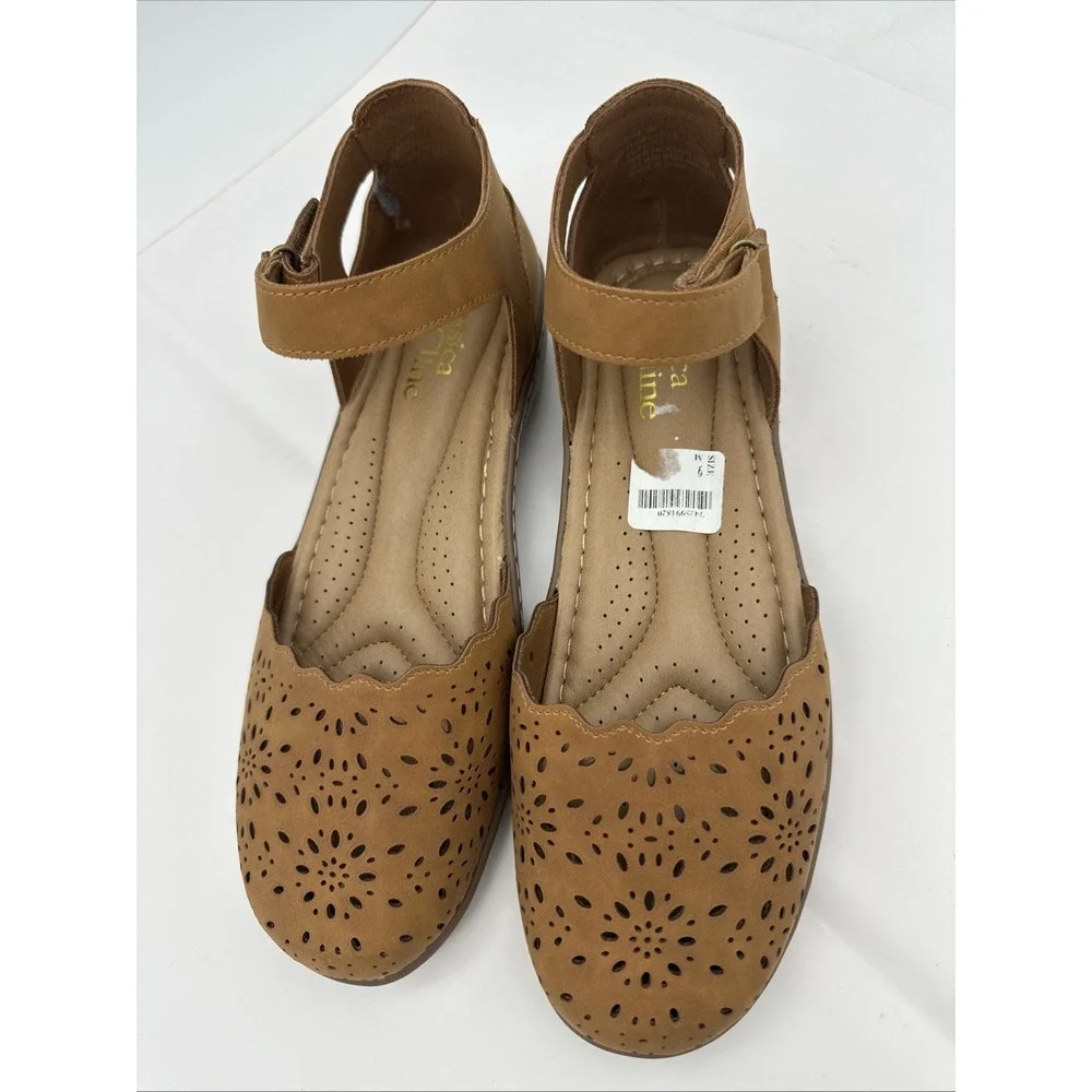 Jessica Cline Brown Flower Espadrille Wedges Size 9 Women Sandals NWOB